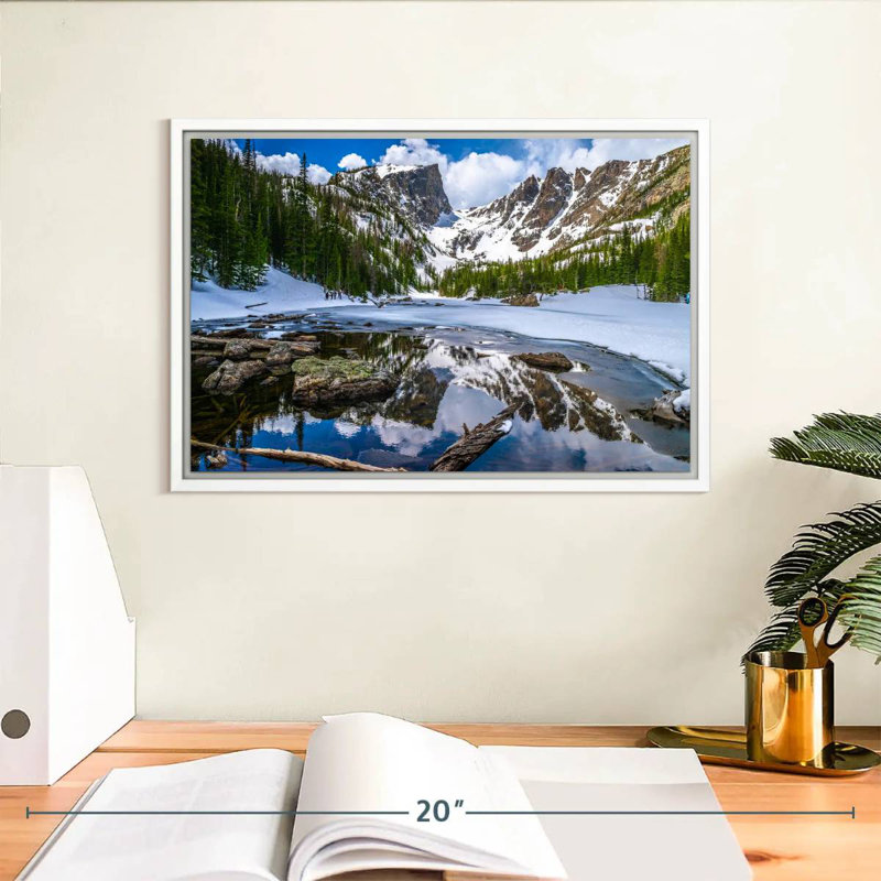 Dream Lake In Rocky Mountain, 31" X 21", Floating Frame White