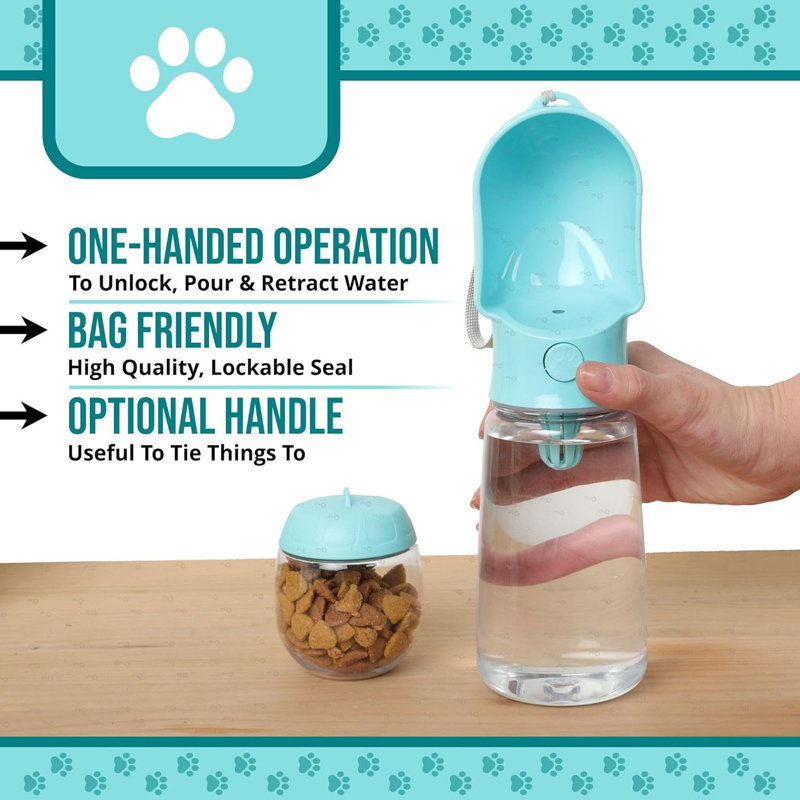 Bouteille d'eau portative étanche pour animaux de compagnie, tasse d'hydratation extérieure pour chiens et chats, Turquoise