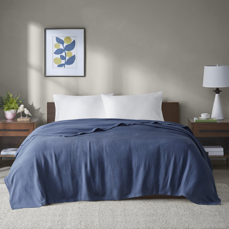 Couverture pour lit simple 100% coton Freshspun, Lit simple, Marine