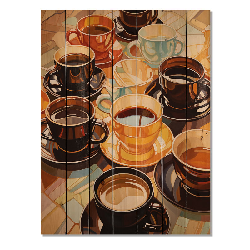 Jellisa Food Coffee Tea VI sur impression sur bois, H 32 po x l 24 po x P 0,78 po