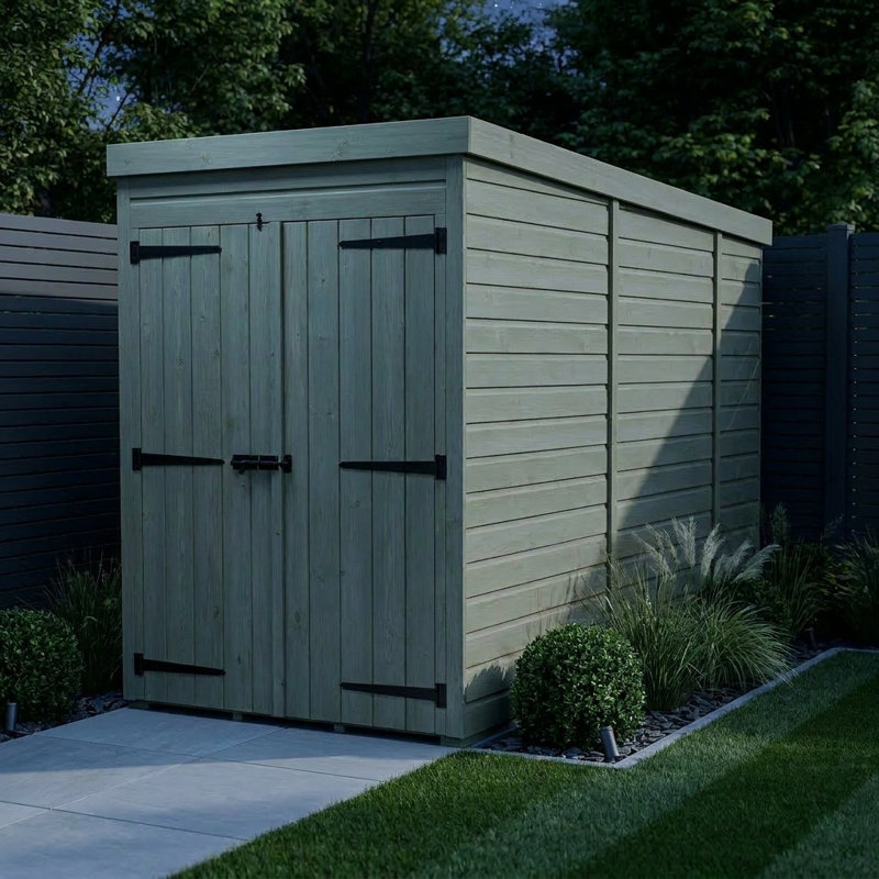 Total Sheds 4ft x 10ft Pent Garden Shed - Double Door - No Windows - Pressure Treated Timber - UK Manufactured