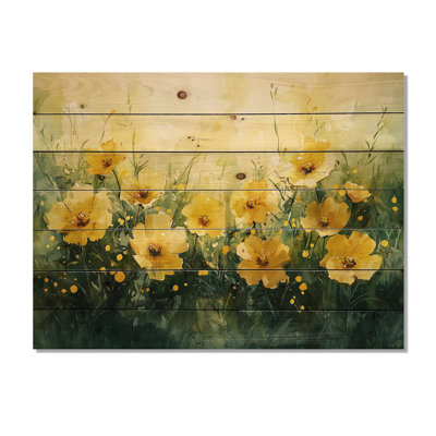 Golden Hour Poppies In Summer I - Poppies Wood Wall Art - On Natural Pine Wood