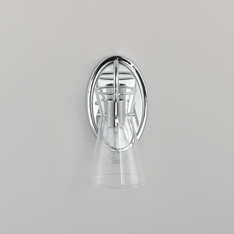 Single Transparent Dimmable Bath Sconce, Polished Chrome