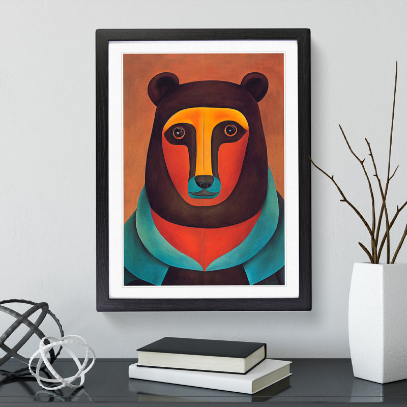 XV1022-4714X Traditional Bear No.4 Abstract - Print, White, Black Framed Paper, 36cm H x 27cm W