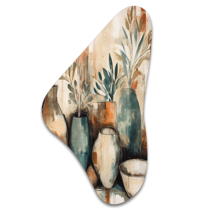 Geissler - Boho Feather, art mural en métal de forme unique, impression asymétrique traditionnelle, H 31 po x l 17 po