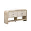 Console polyvalente avec lattes en bois tissé et placage de bois massif, convenant à un vestibule, un couloir, un salon, un vestibule, un couloir-859112109