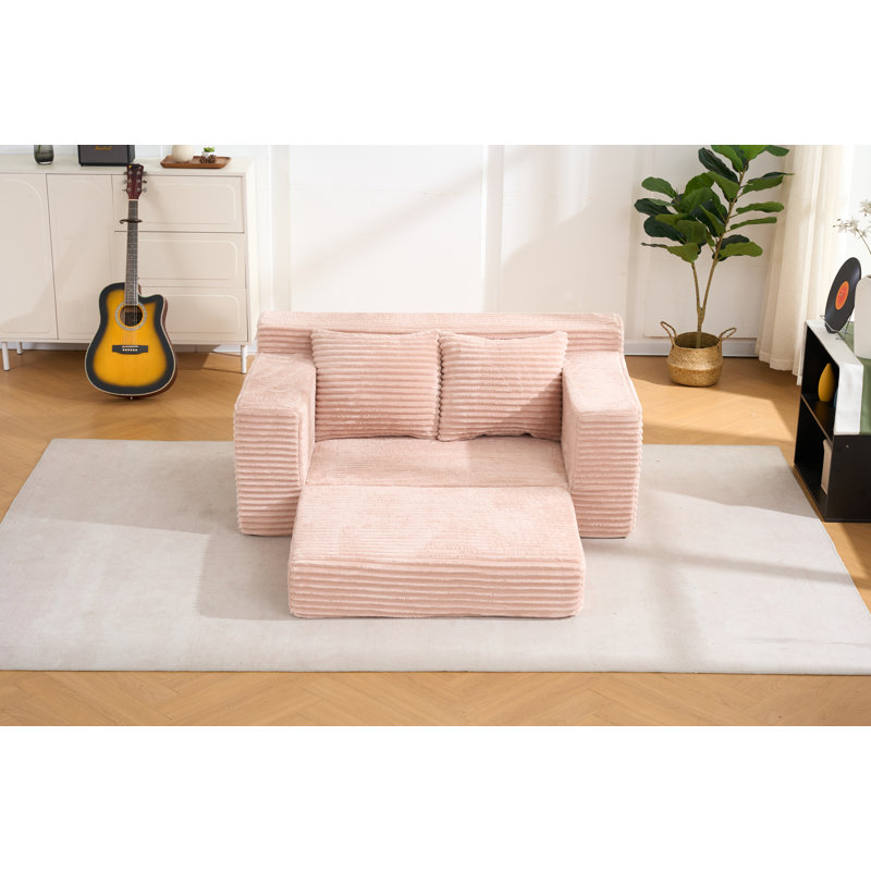 Canapé deux places à compression en mousse à mémoire de forme de 142 cm (56 po), rose, sans assemblage