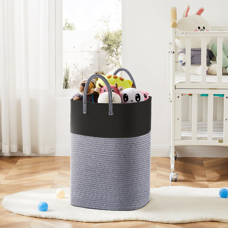 Large Cotton Rope Laundry Basket With Handwoven Design, Breathable Collapsible Hamper For Clothes, Toys, And Blankets, Versatile Home Storage Solution