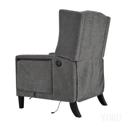 Fauteuil inclinable à oreilles réglable manuellement. Avec tablette latérale pliable et ports de chargement USB. Fauteuil inclinable moderne et confortable pour le salon, la chambre, le dortoir ou le bureau.