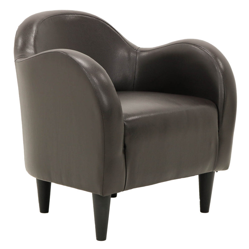Fauteuil demi-tonneau l 30,5 po Tangier, Similicuir brun