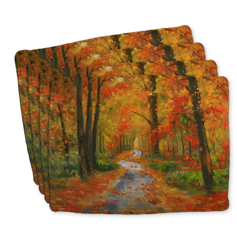 Ensemble de 4 napperons en polyester tressé Autumn Trail - Décoration intérieure