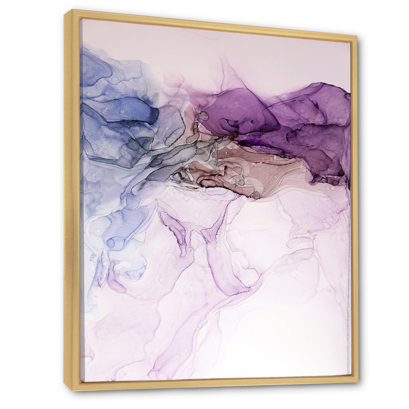 Impression de luxe sur toile marbrée de bleu mauve - impression sur toile moderne, H 44 po x l 34 po x P 1,5 po