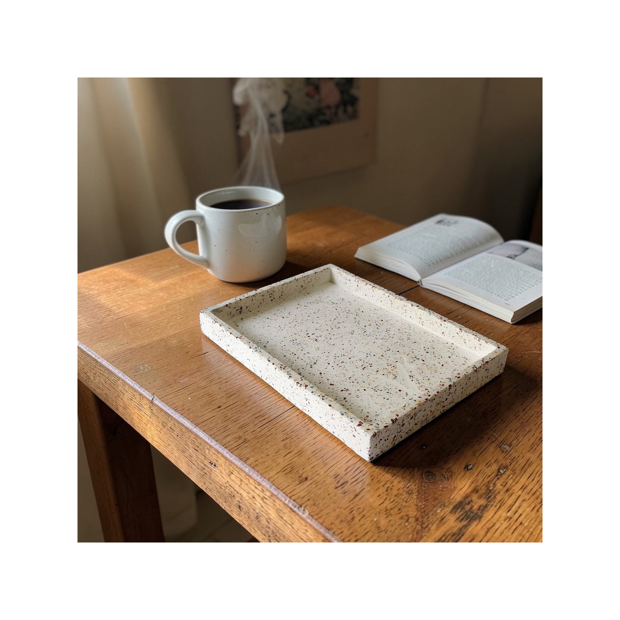Balko Terrazzo Tray - Set of 1, 1.5" H x 10" W x 14" D