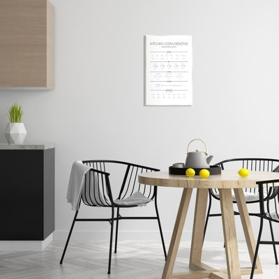 Guide de conversion pour la cuisine, Design minimaliste, mesures universelles - impression sur bois