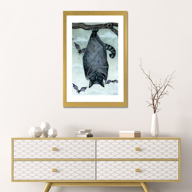 « Chatçon » par Maggie Vandewalle-reproduction d’art, H 24 po x l 16 po x P 1 po, Papier encadré doré, Blanc