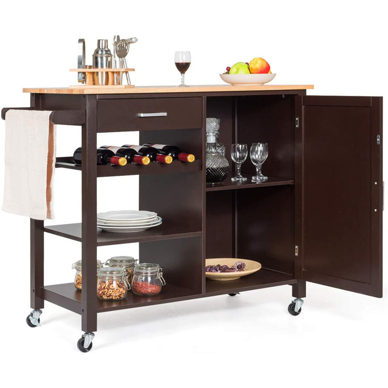 Amissa Wood Kitchen Cart, Brown