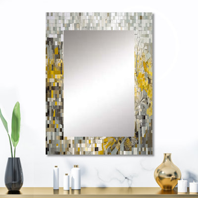 Jaune et crème bohémien Medley I - miroir mosaïque bohème, miroir mural moderne unique, art imprimé en métal