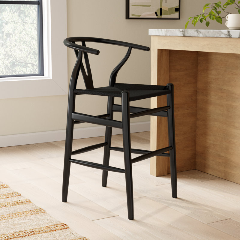 Fairbanks Solid Wood Bar/Counter Stool, Black, Black, Counter Stool (26" Seat Height)
