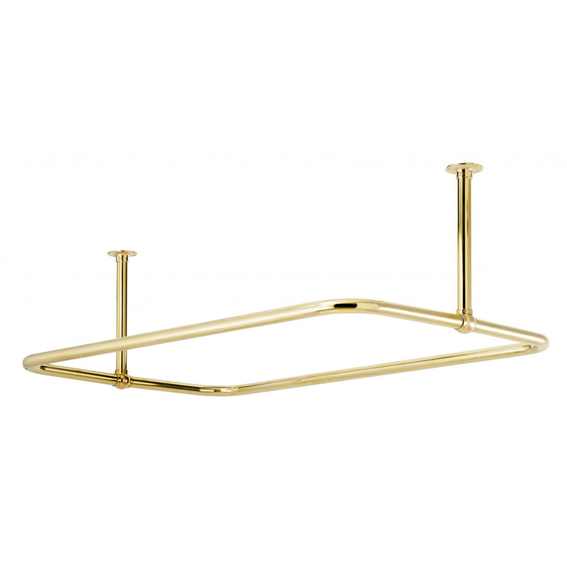 29.5" Rectangle Fixed Shower Curtain Enclosure, Polished Brass
