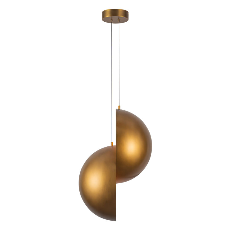 Void 24-in Black dimmable LED Pendant, Antique Brass