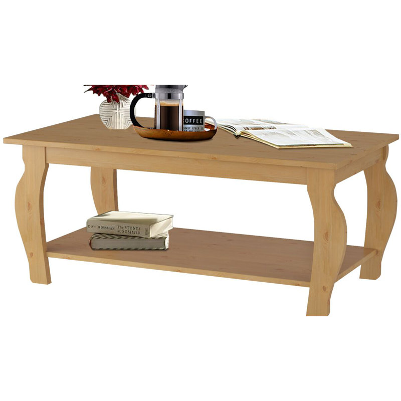 Alexio Solid Wood Four Leg Coffee Table, Brown