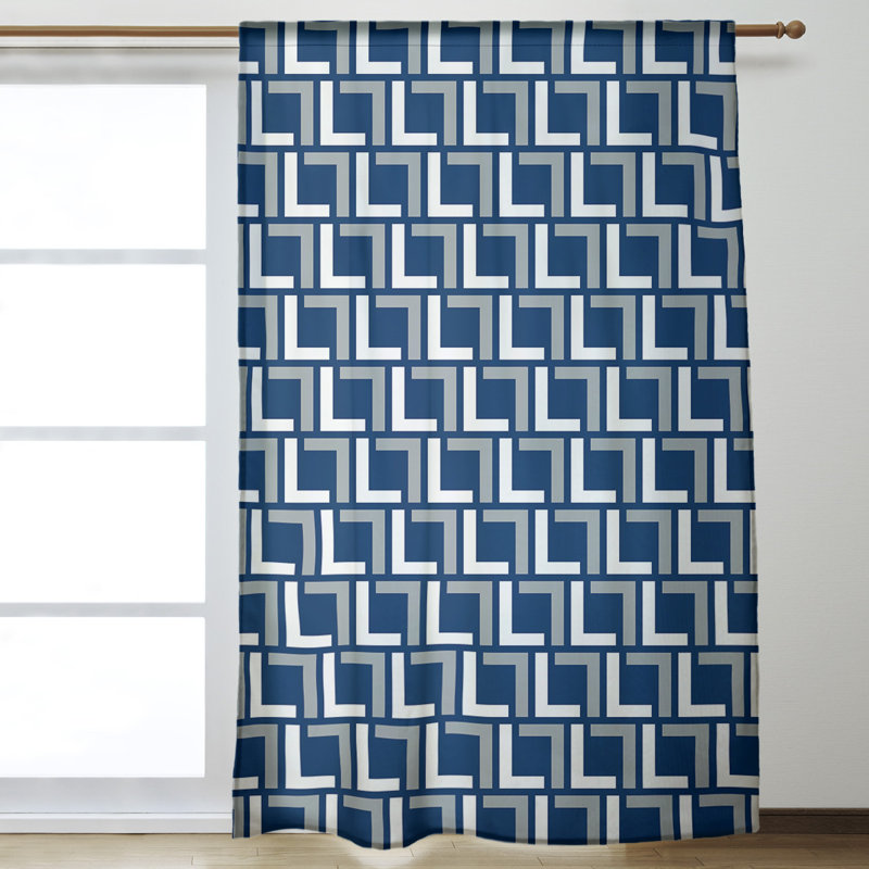 Panneau de rideau simple diaphane avec passe-tringle, Indianapolis Football - bleu foncé / blanc / gris