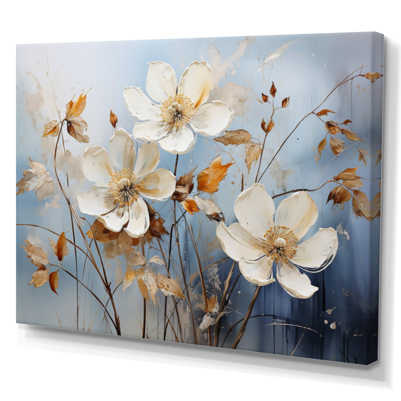 «Blue Mute Botanicals I», reproduction sur toile, Toile tendue, H 12 po x l 20 po x P 1 po