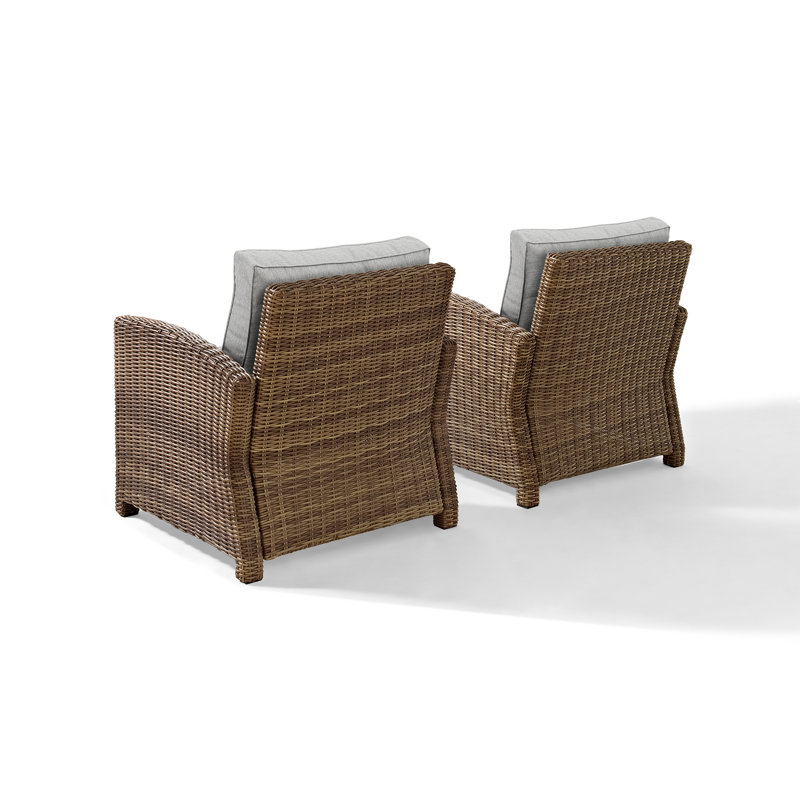 - Person Patio Conversation Set with Sunbrella® Cushions, Gray, Weathered Brown