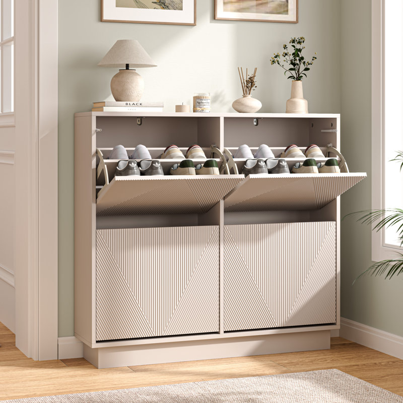 16 Pair Flip Down Shoe Storage, Cashmere