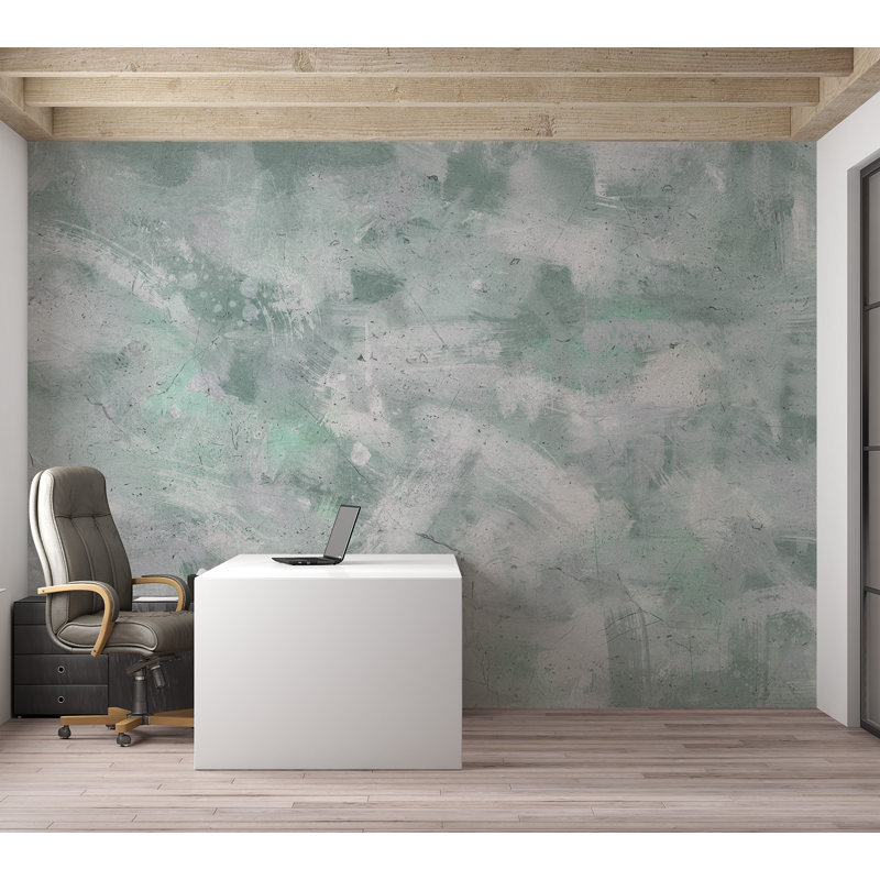 Murale abstraite pelez et collez - Impression menthe, L 81,96 po x l 115 po