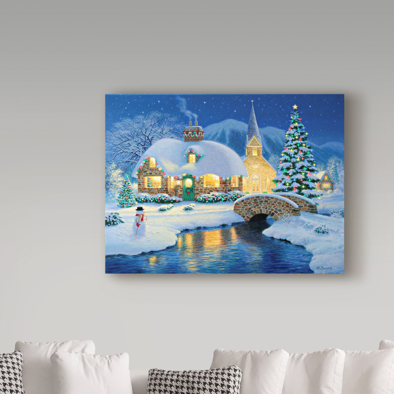 Reproduction de peinture acrylique sur toile tendue «Starlight Village» par Hogle, H 14 po x l 19 po x P 2 po