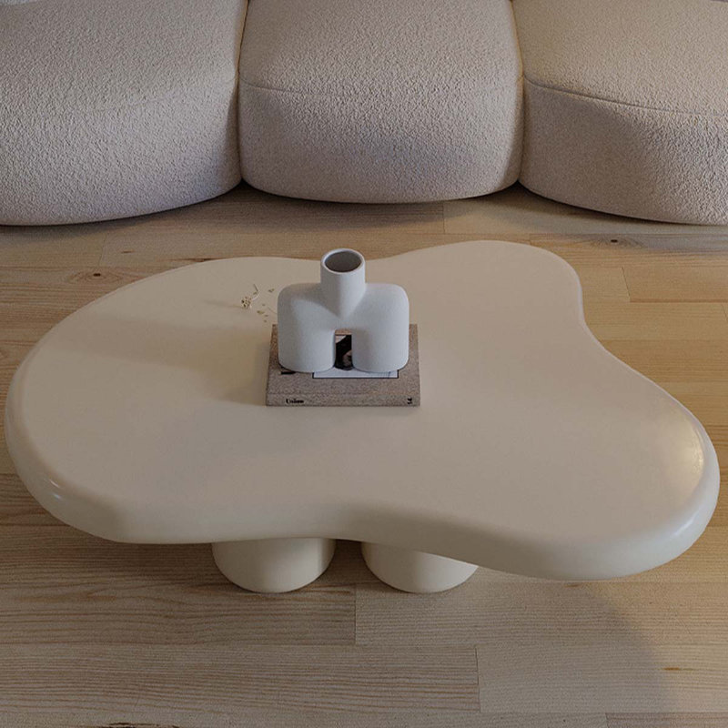 Ensemble de canapé et table basse en agneau nordique blanc