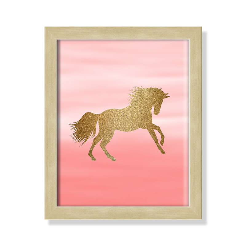 Art encadré ombré rose 1 ', H 10 po x l 8 po x P 1,18 po, Cadre boîte en grain de bois champagne
