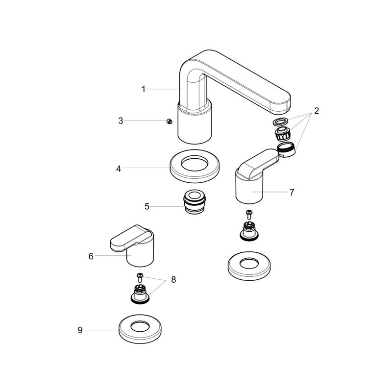 Metris S Double Handle Deck Mounted Roman Tub Faucet Trim, Chrome