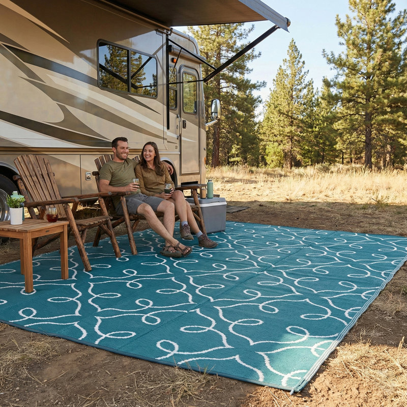 Tapis d'extérieur à motif floral Geo
