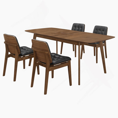 Natural Walnut 5-Piece Rectangular Dining Set