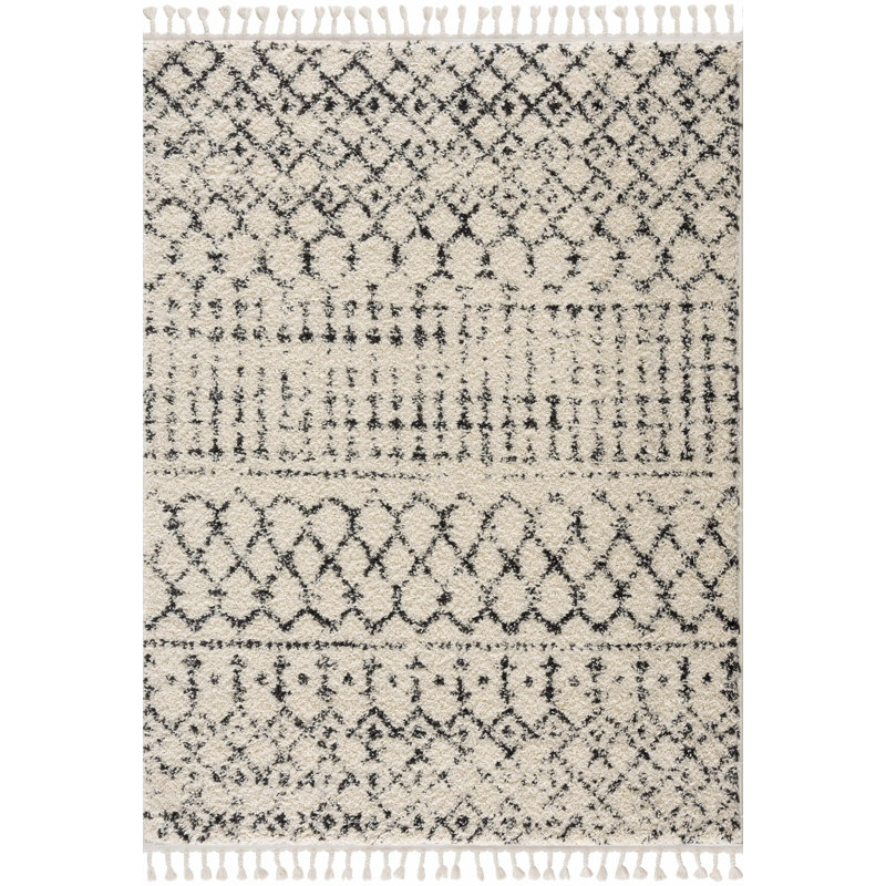 Tapis beige marocain Hildegarde, Rectangle 6 pi 7 po x 9 pi