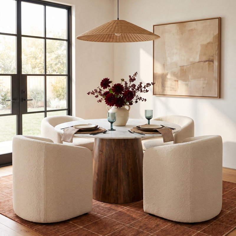 Tamia 48" Round Marble Dining Table