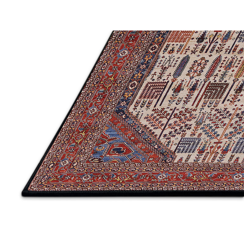 Tapis à motif oriental rouge / ivoire, Rectangle 4 pi x 6 pi