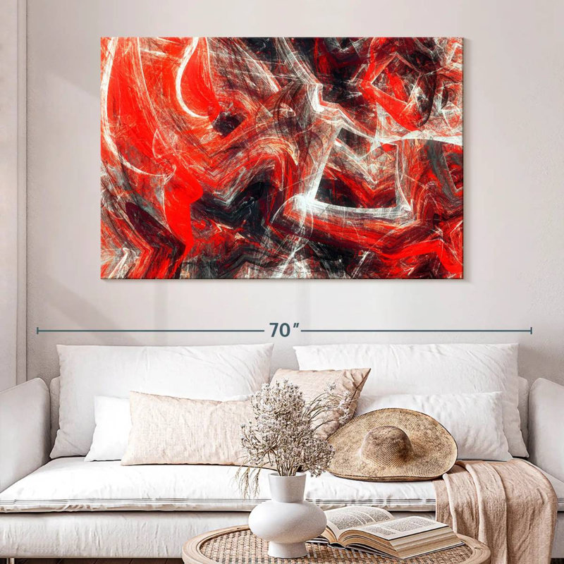 Avery Red Revolt Dynamic Abstract, 34" H x 51" W