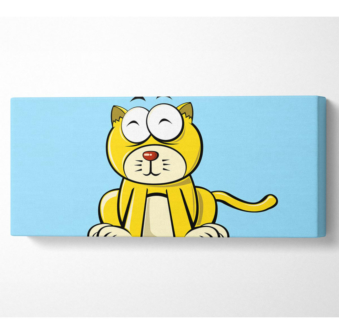 Happy Cat Sitting Baby Blue - Kunstdrucke auf Leinwand