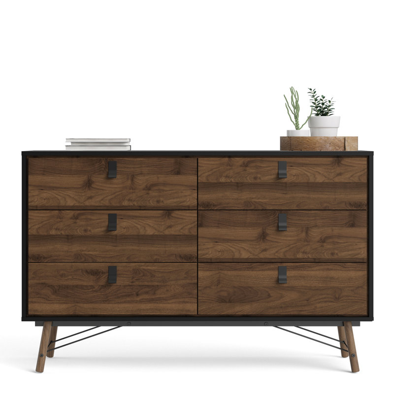 Iker 6 - Drawer Chest of Drawers, Black/Walnut