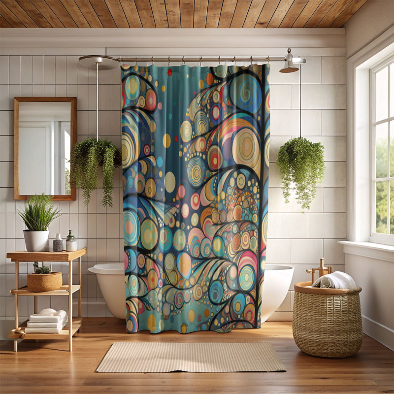 Arbre lumineux - Rideau de douche Premium, H 74 po x l 71 po, Arbre heureux 2
