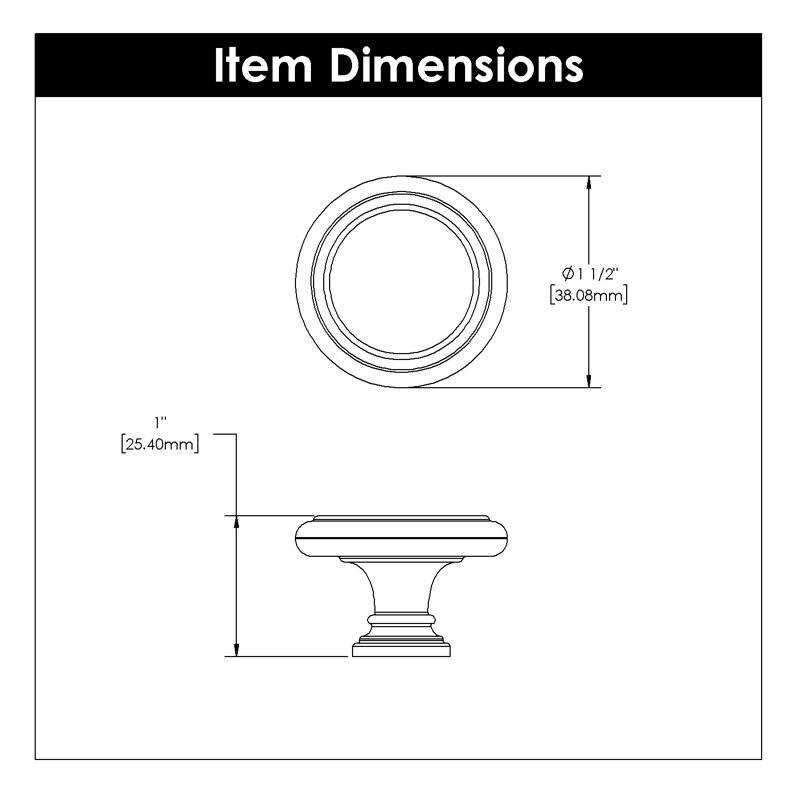 Berkshire Collection Round Knob - 1-1/2 " Diameter Cabinet Knob- Farmhouse Hardware for Drawers & Cabinets, Polished Nickel