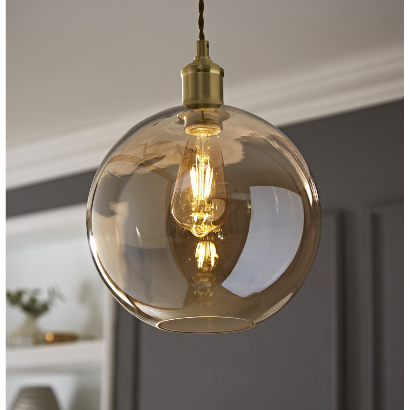 Glass Round Pendant Shade, Yellow, 23.5cm H x 25cm W x 25cm D
