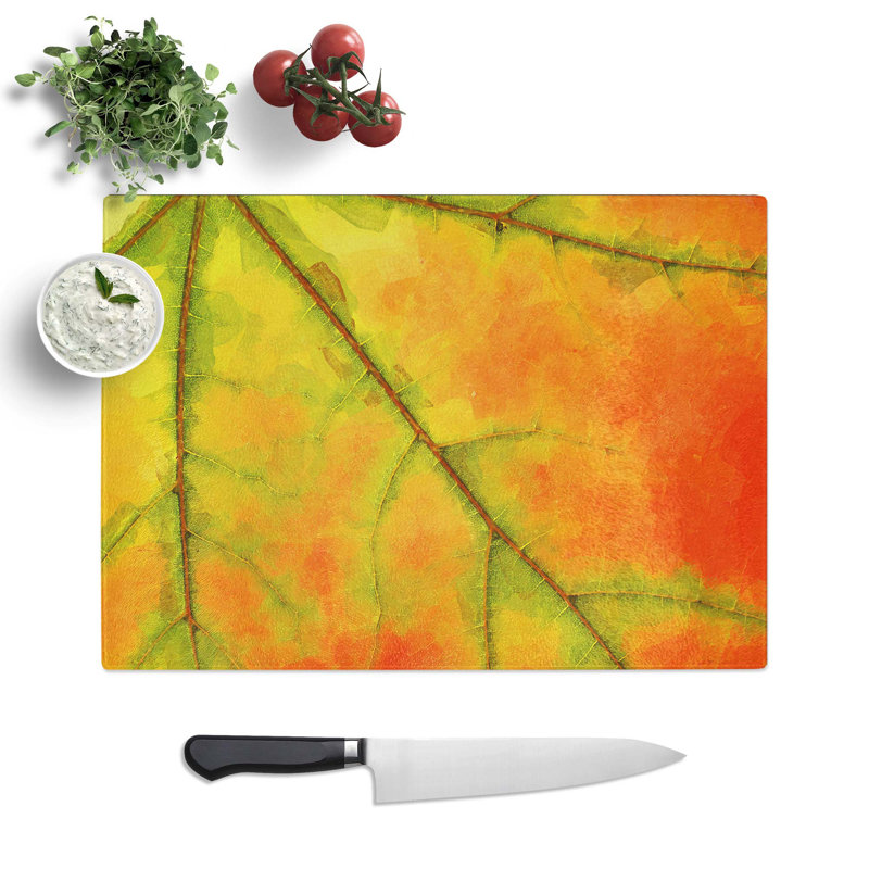 Tempered Glass The Leaf of a Sycamore Tree in Abstract Chopping Board, 39 cm W x 28.5 cm L