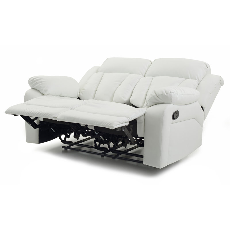 Mowery Daria Faux Leather Dual Reclining Loveseat, White Faux Leather, 41'H x 62"W x 37"D