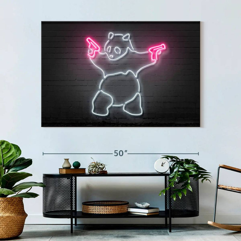 Brampt Panda Pink Guns, 34" H x 51" W