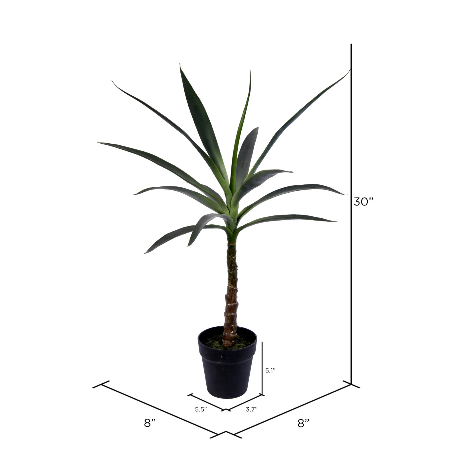 Faux Tree in Pot, 30" H x 8" W x 8" D