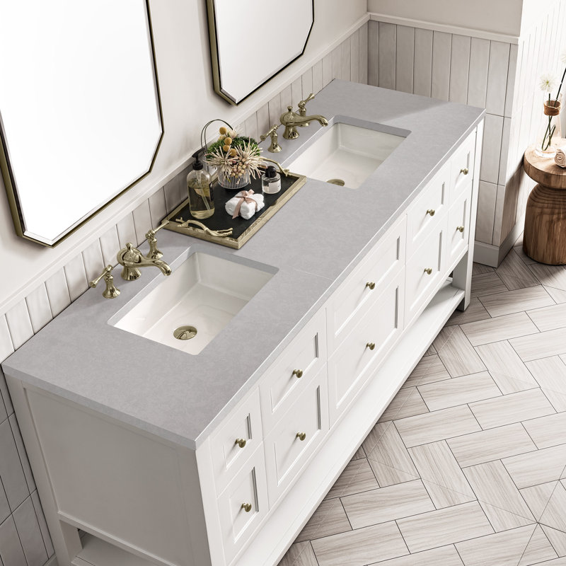 Breckenridge 72'' W Double Vanity, Bright White, Ethereal Noctis, 8" Widespread